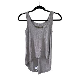 Enza Costa Light Gray Ribbed High-Low Tank Top M